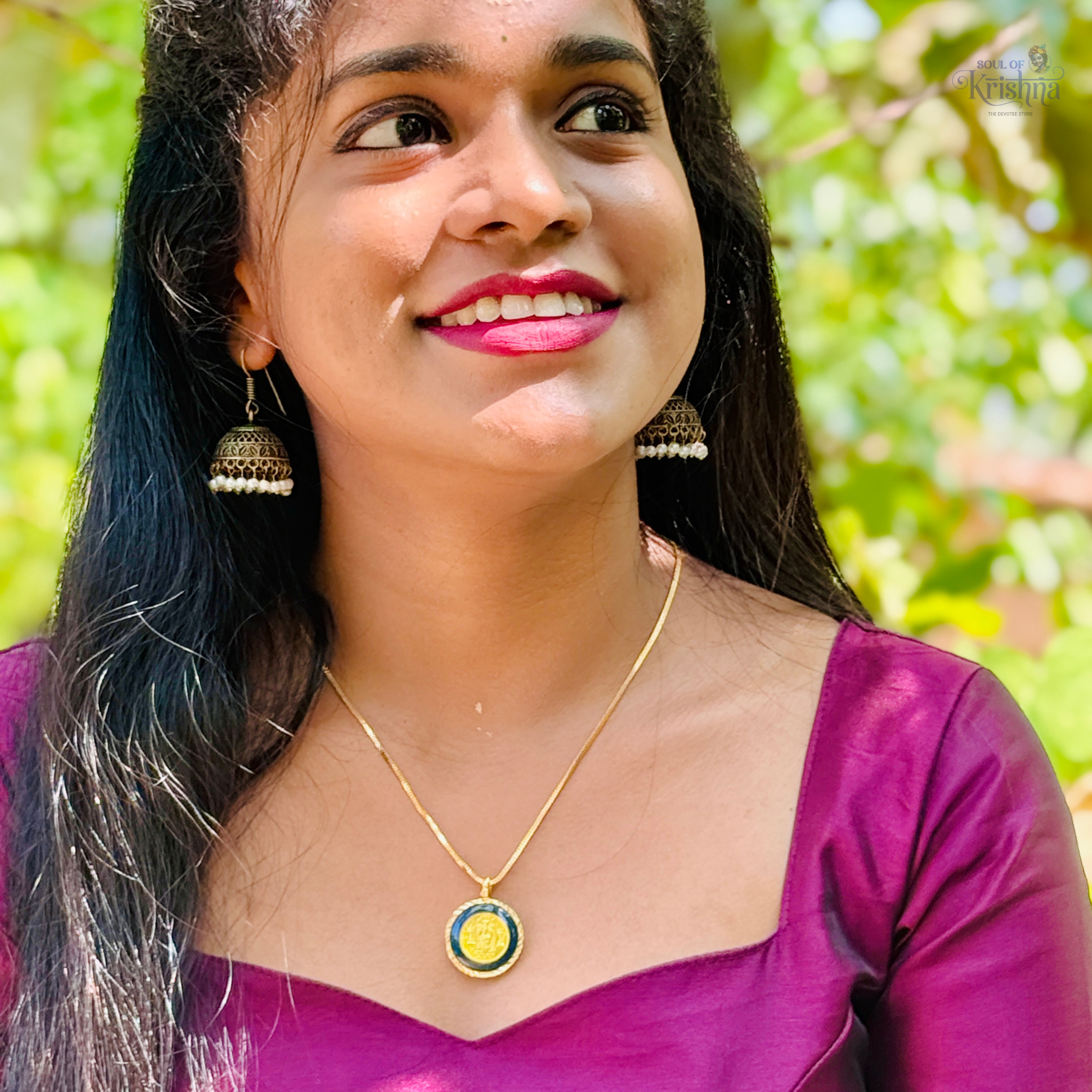 PANCHALOHA GURUVAYURAPPA LOCKET GREEN ( SMALL )